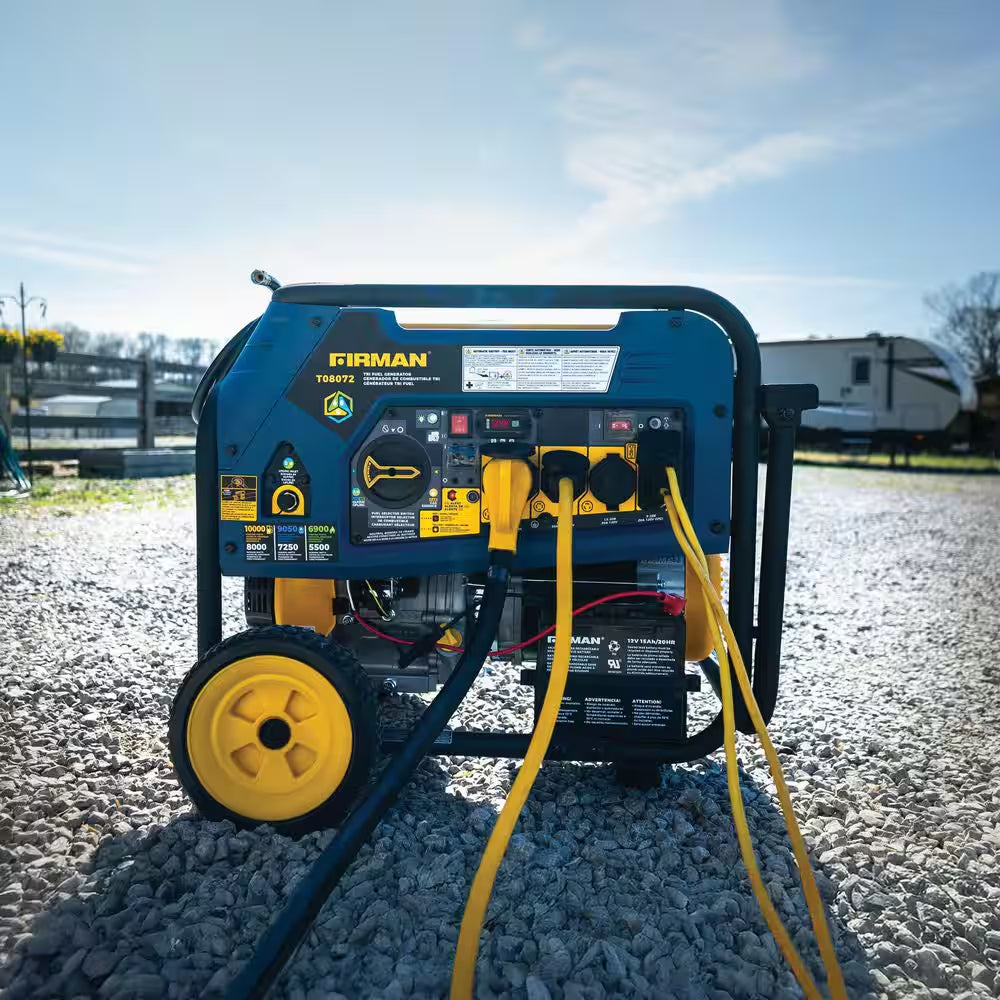 10,000-Watt/8,000-Watt Tri-Fuel Portable Generator with Electric Start, Transfer Switch Outlet and CO Alert Technology
