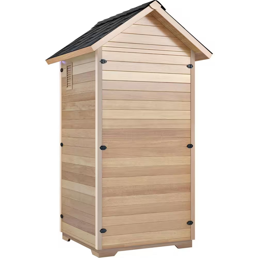 2-Person Outdoor Red Cedar and Hemlock Wet/Dry Sauna with FIR Infrared, Star Night Color Lights and Touch Pad Controller