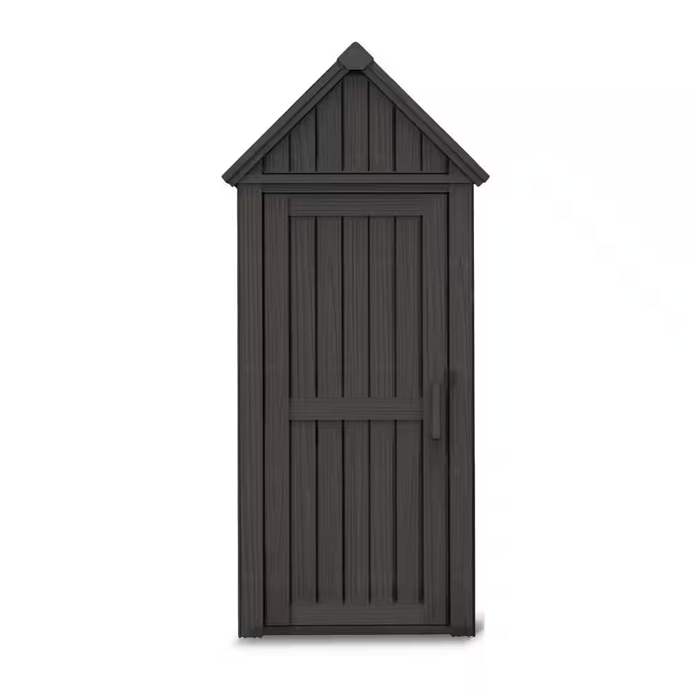 2.5 Ft.W X 2 Ft.D Resin Plastic Outdoor Storage Shed 5 Sq. Ft. Storage Box Cabinet with Sloping Roof,Lockable Door,Hooks