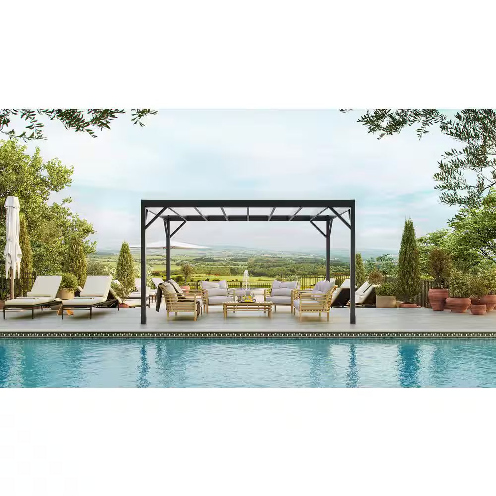 Evolution 10 Ft. X 14 Ft. Black Modern Heavy Duty Steel Pergola Kit