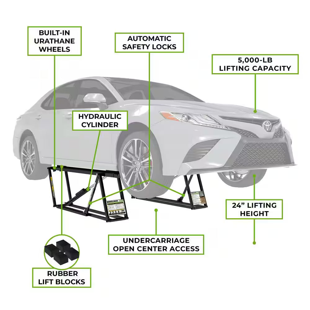 5000TL Portable Car Lift with 110V Power Unit Included