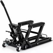 1500 Lbs Hydraulic Motorcycle Scissor Lift Jack, Heavy Duty Adjustable Lift Table with Foot Pedal & Wheels， Black