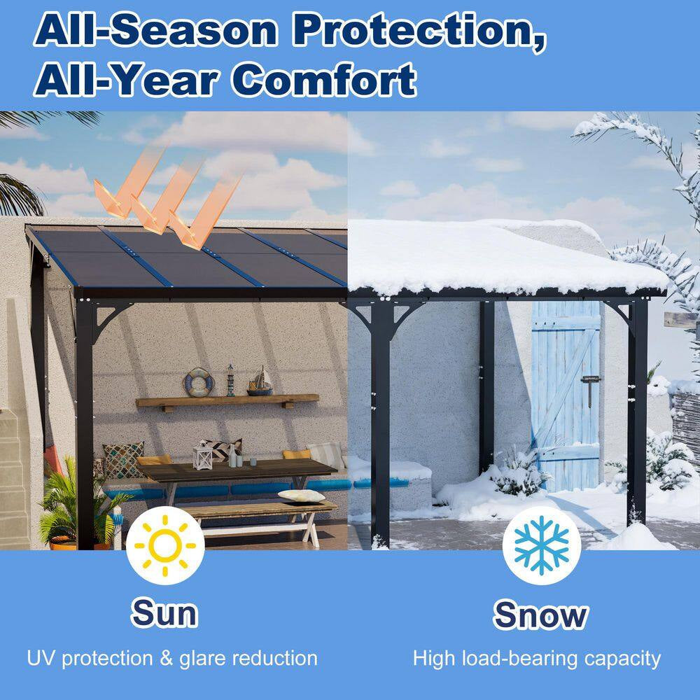 14 Ft. X 10 Ft. Outdoor Hardtop Gazebo Patio Pergola with Tinted Polycarbonate Roof