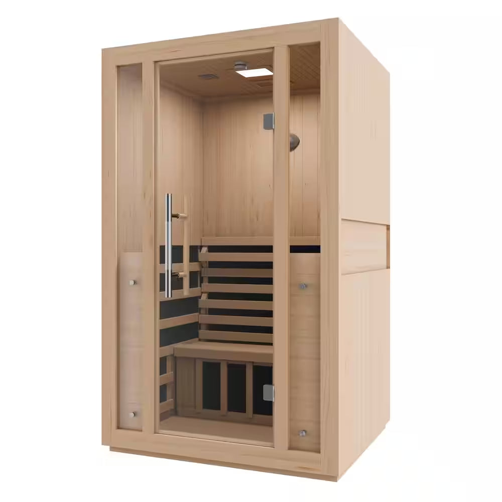 S12HD Series 3-Person Indoor Hemlock Wooden Infrared Sauna with Carbon FAR, LED Touch and Control Panel