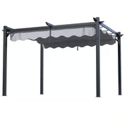 10 Ft. W X 12 Ft. D Gray Outdoor Patio Pergola with Retractable Sun Shade Canopy Cover