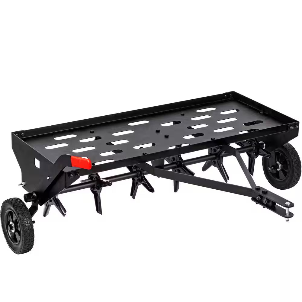 40 In. Tow-Behind Plug Aerator with Universal Hitch and 24 Coring Plugs, Tow Plug Aerator with Extra-Wide Tow Bar