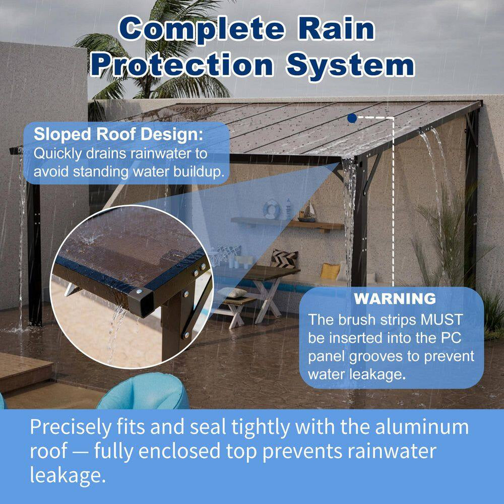 14 Ft. X 10 Ft. Outdoor Hardtop Gazebo Patio Pergola with Tinted Polycarbonate Roof