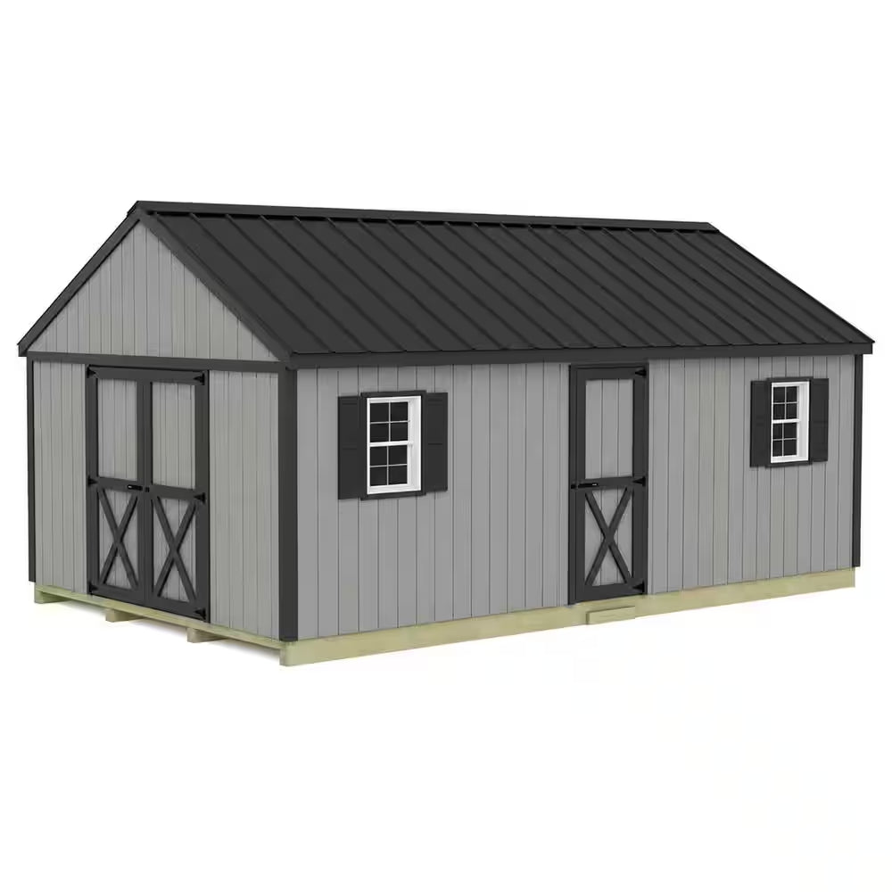 Shedquarters 12 Ft. X 20 Ft. Wood Shed Kit with Barn Doors, Extra Walk-In Door and Fortressfloor (240 Sq. Ft.)