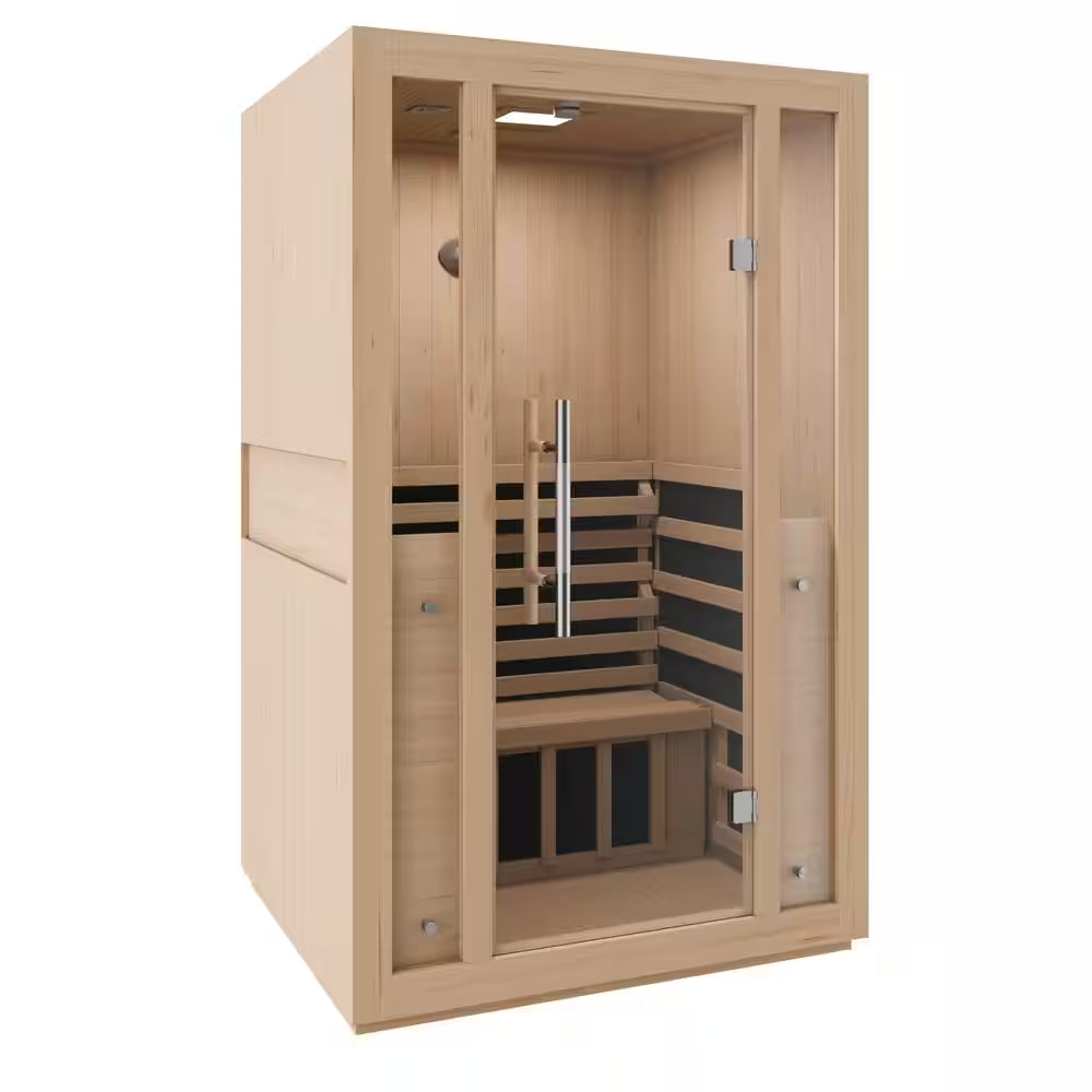 S12HD Series 3-Person Indoor Hemlock Wooden Infrared Sauna with Carbon FAR, LED Touch and Control Panel