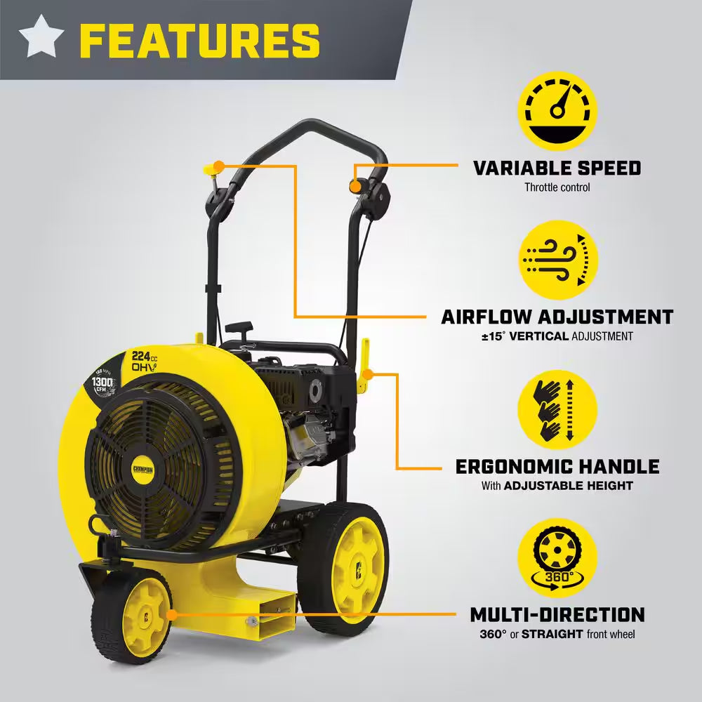 160 Mph 224Cc 1300 CFM Walk-Behind Gas Leaf Blower
