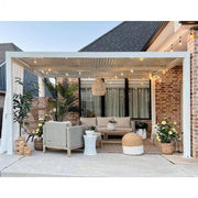 12 Ft. X 14 Ft. White Aluminum Frame Outdoor Hardtop Louvered Pergola with Adjustable Sunshade Roofs and In-Built Gutter