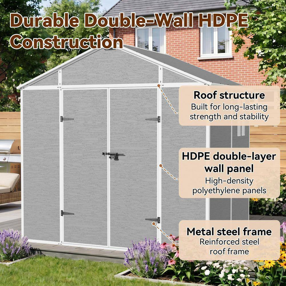 8 Ft. W X 6 Ft. D Plastic Resin Outdoor Storage Shed with Floor (48 Sq. Ft. )