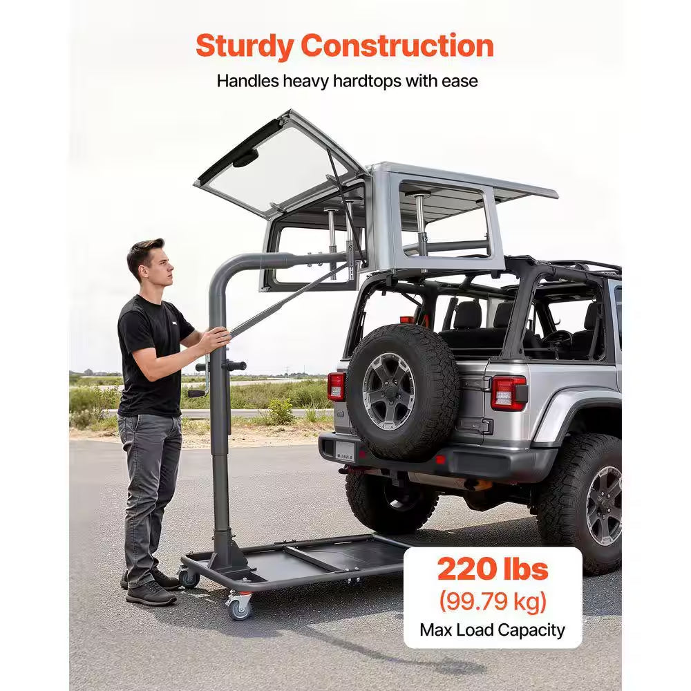Hardtop Remover Lift 220 Lbs., Portable Carlift, Adjustable Height for Jeep Wrangler YJ TJ JK JL 4XE Ford Bronco 6 Gen+
