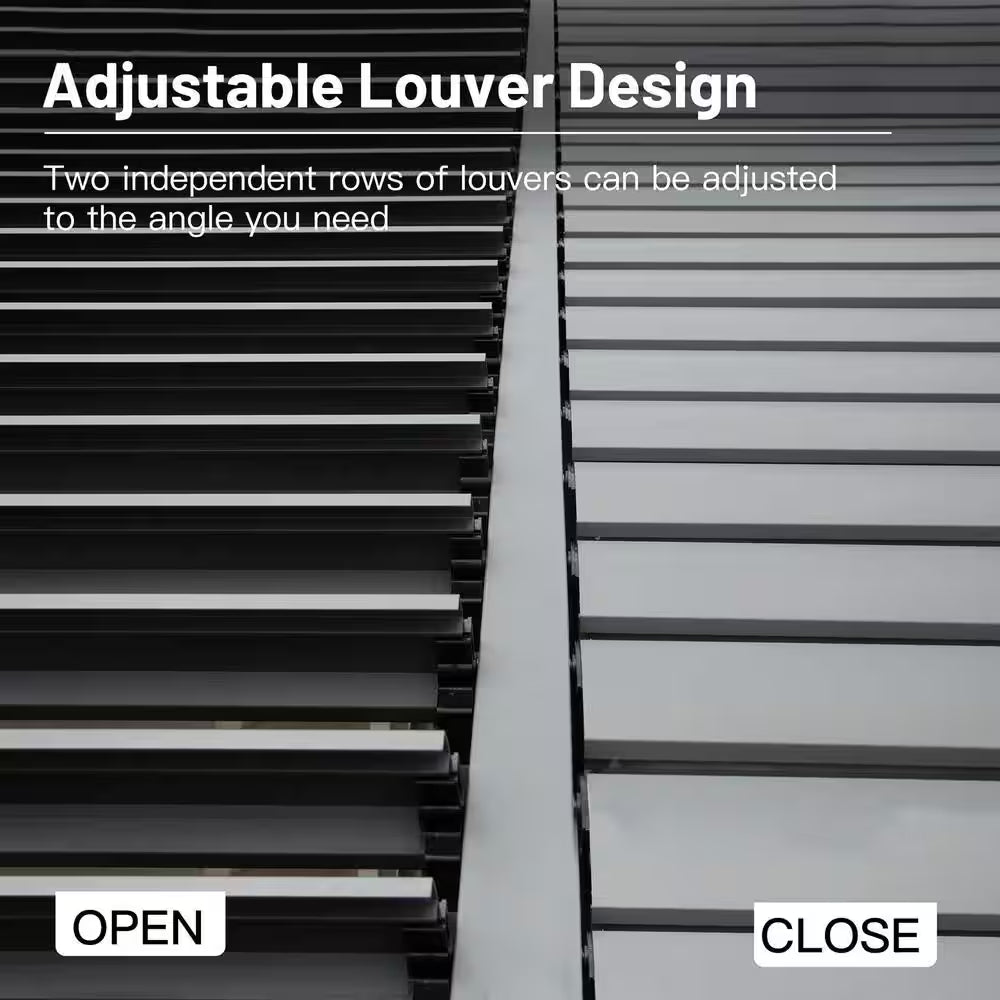 20 Ft. W X 12 Ft. D Aluminum Pergola with Two Adjustable Roof, Curtains, and Netting