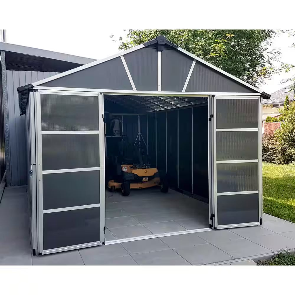 Yukon 11 Ft. W X 21 Ft. D Resin Plastic Outdoor Garden Storage Shed with Floor (229.8 Sq. Ft.) in Dark Gray