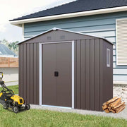 8 Ft.W X 4 Ft.D Outdoor Metal Storage Shed, Tool House with Window, Metal Foundation, Patio Yard Lawn, Gray (30 Sq. Ft.)