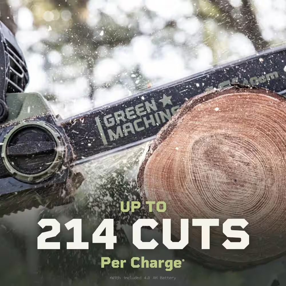 62V Brushless 16 In. Battery Chainsaw Auto-Tensioning System, Easy Trigger Start with 4 Ah Battery and Charger