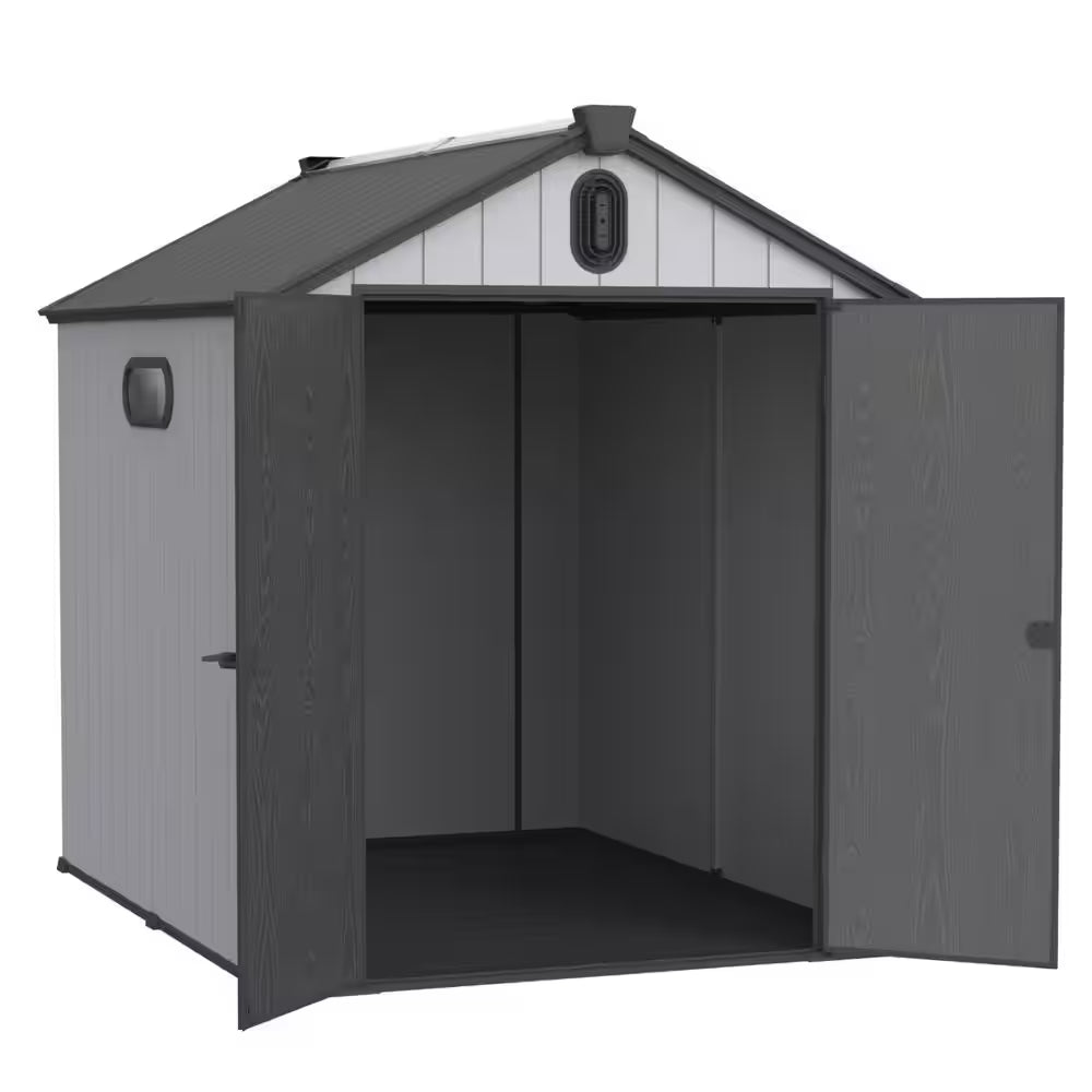 6 Ft. W X 8 Ft. D Outdoor Plastic Storage Shed with Double-Door, Plastic Floor for Backyard Garden (48 Sq. Ft.)