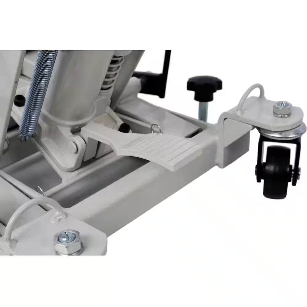 1500 LBS Capacity Gray Hydraulic ATV & Motorcycle Jack with 4 Wheels, Foot-Operated Hoist Stand, Maximum Lift 15 In. H
