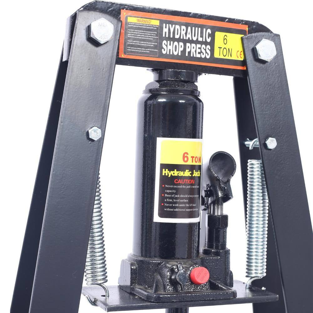 6-Ton Hydraulic Shop Press with Plates, Heavy-Duty A-Frame Garage Floor Press, Black