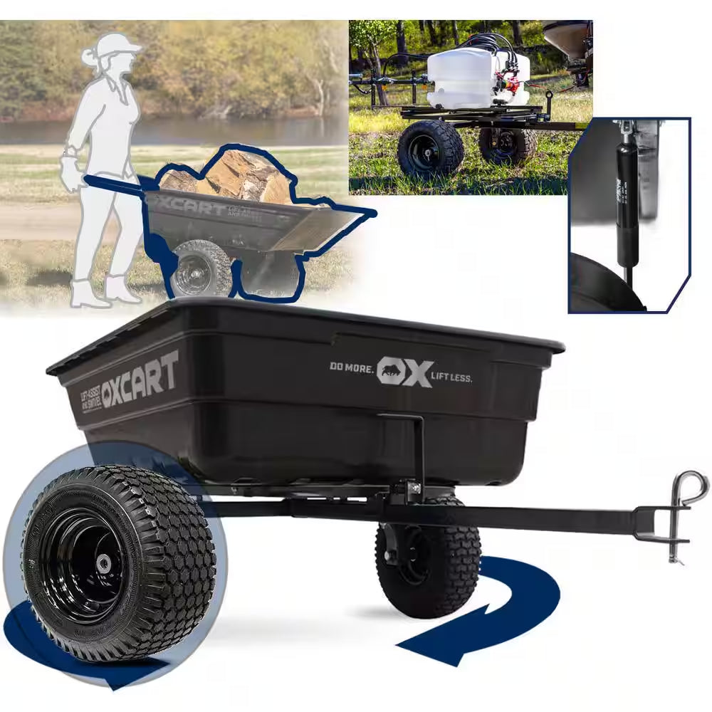 PRO-ATV Stockman 15 Cu. Ft. to 17 Cu. Ft. Lift-Assist and Swivel Dump Cart W Run-Flat ZTR MAG Tires