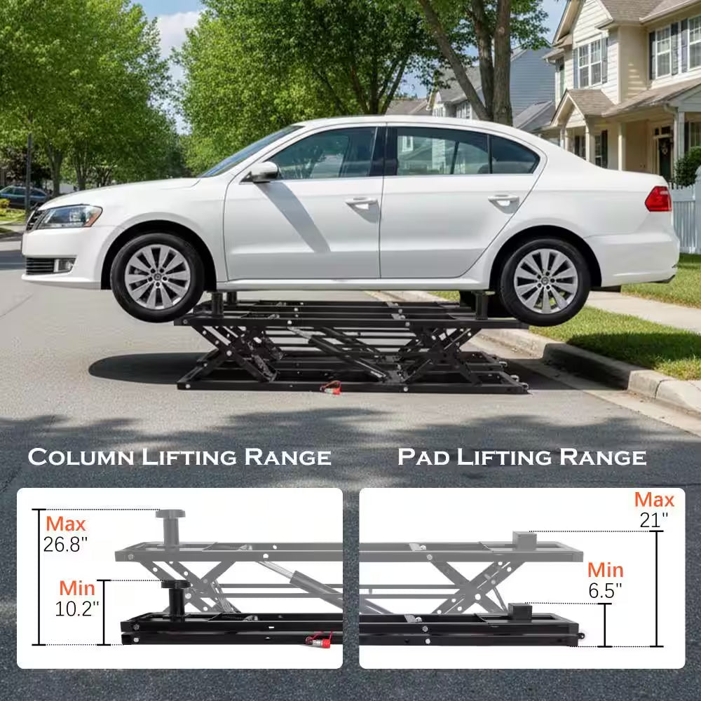 7000 LBS Capacity, 26.8" Max Height, Heavy-Duty Jack with Locking Levers, Wheels & 120V Power Unit for Car SUV Trucks
