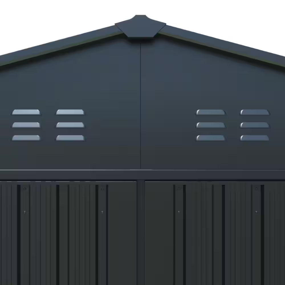 20X13 FT. Black Metal Outdoor Storage Shed Utility Tool House with 2 Doors and 4 Vents