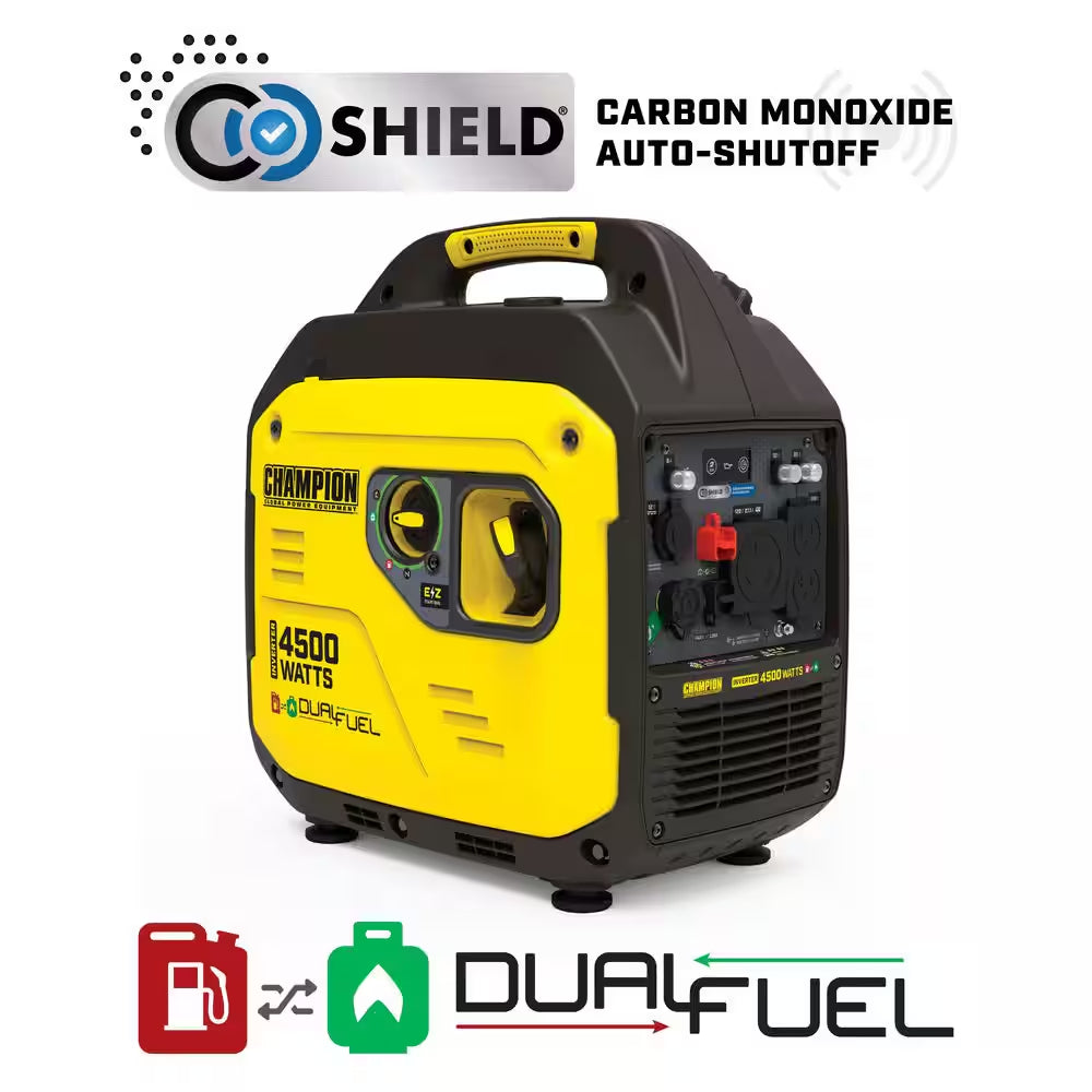 4500/3250-Watt Recoil Start Gas, Propane Dual Fuel Inverter Generator, Free 3-Year Warranty for RV and Home