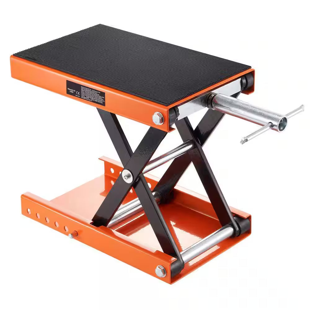 Motorcycle Lift 1100 Lbs. Motorcycle Scissor Lift Jack with Wide Deck and Safety Pin 3.7 In.-13.8 In. Hoist Crank Stand