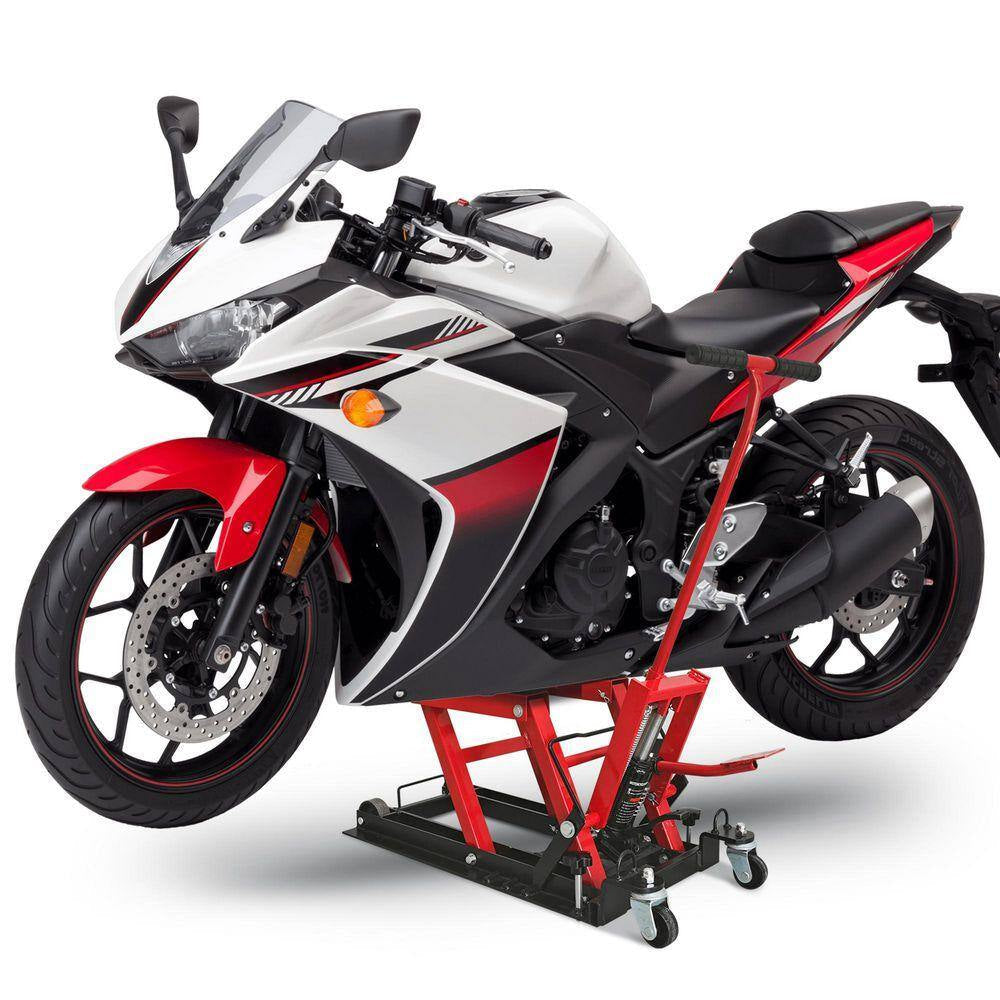 1500 Lbs. Capacity, Hydraulic Motorcycle Lift Jack, ATV Scissor Lift Jack Portable Motorcycle Lift Table with 4 Casters