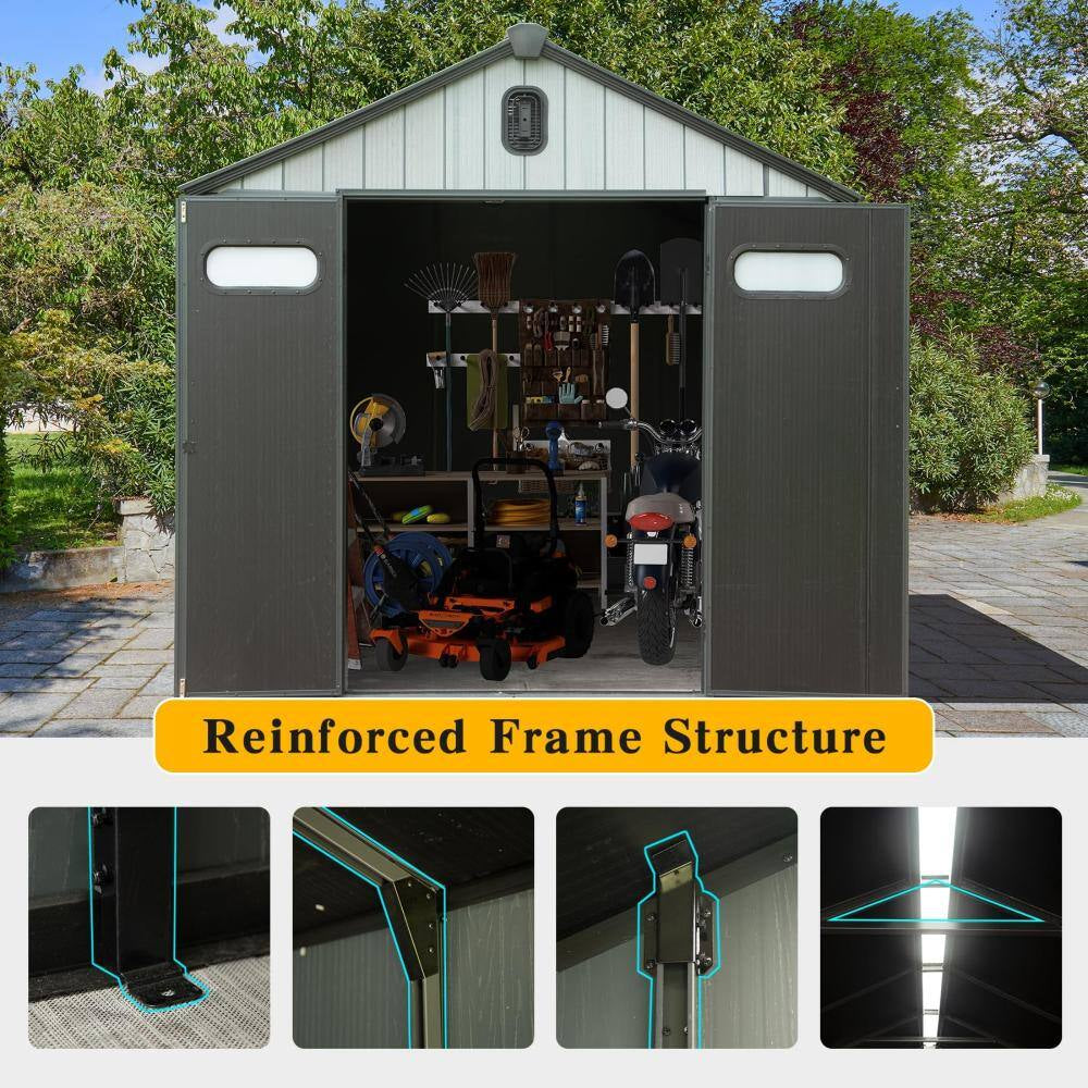 8X6 Ft Resin Outdoor Storage Shed with Lockable Door, Ventilated, Waterproof, Uv-Resistant , Coverage Area- 46 Sq.Ft.