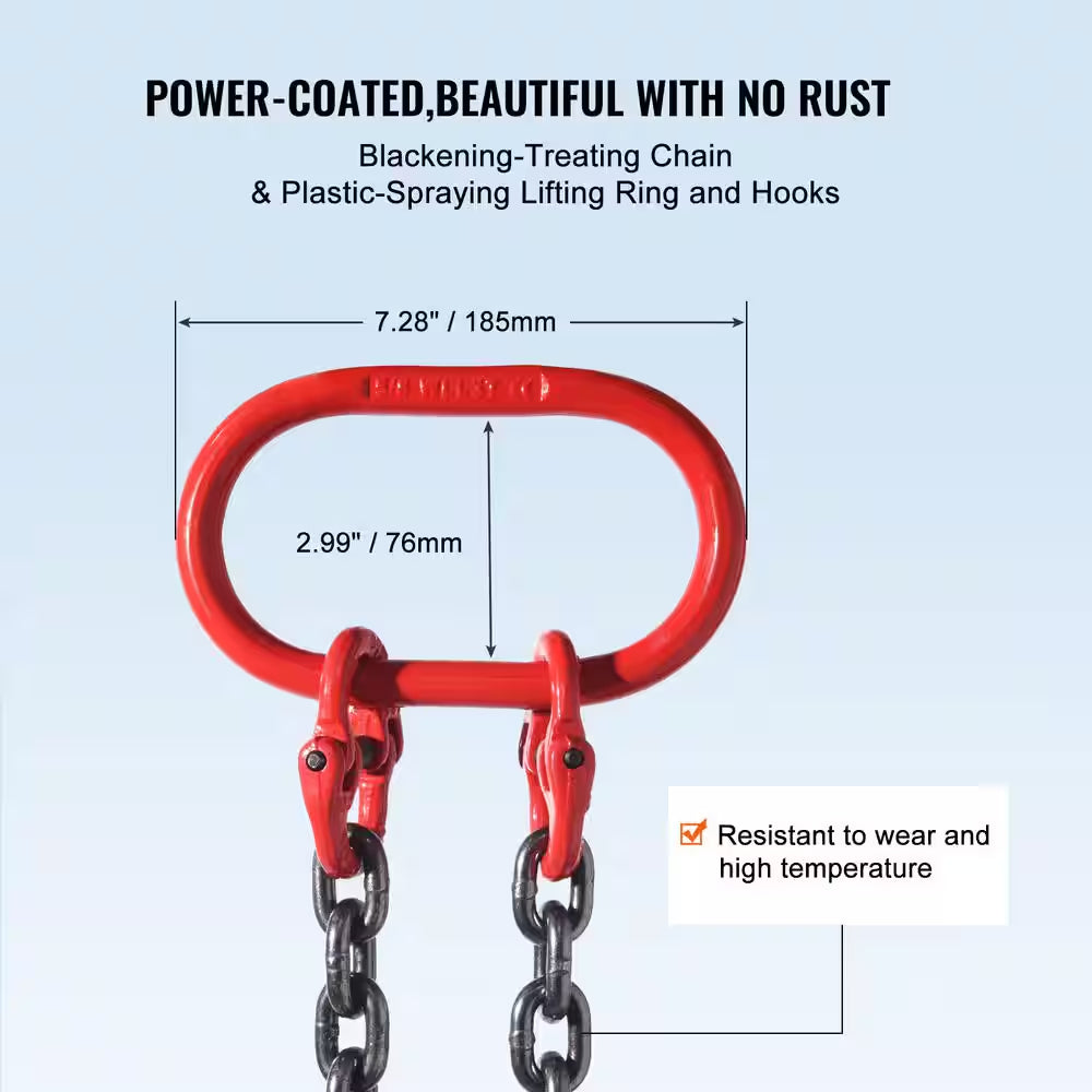 Chain Sling, 5/16 In. X 6 Ft. Lifting Chains with Hooks, G80 Engine Chain Hoist Lifts, 6600 Lbs. Lifting Sling Chains