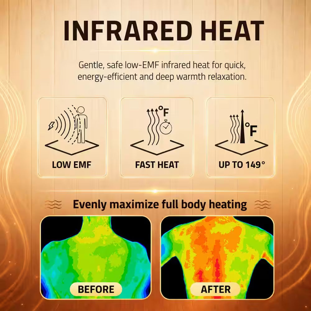 Full Spectrum 2-Person Infrared Indoor Sauna with Full Range Near, Mid, and Far Infrared Panels and Wifi Control