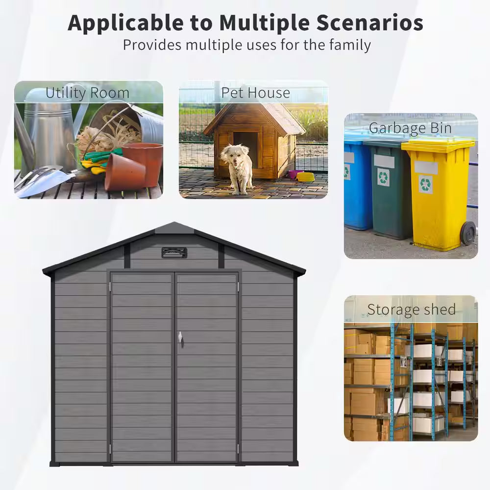14 Ft. W X 8 Ft. D Plastic Outdoor Storage Shed - Lockable Resin Tool Shed with Window and Floor (112 Sq. Ft. )