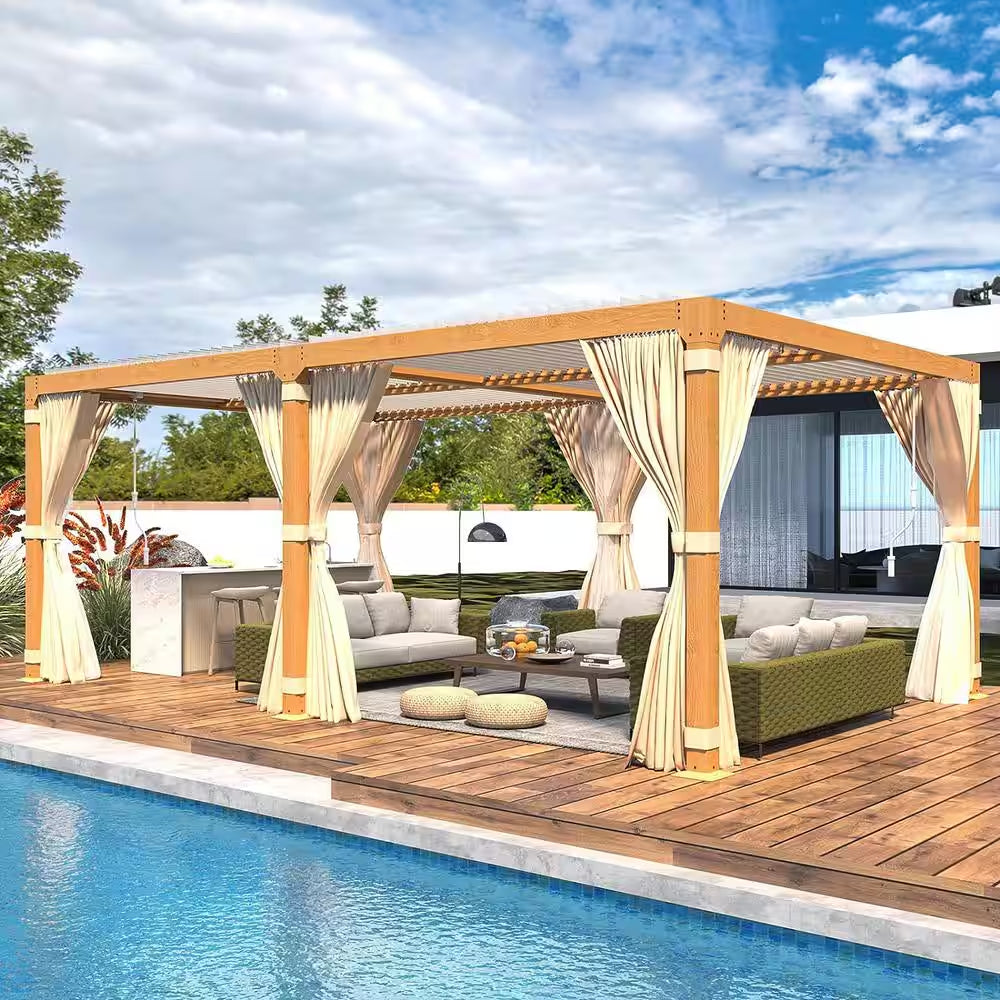 12 Ft. X 20 Ft. Outdoor Louvered Pergola with Adjustable Aluminum Rainproof Roof