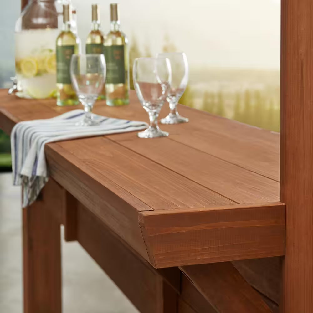 Ashland 10 Ft. X 14 Ft. All Cedar Wood Outdoor Pergola Shade Structure with Bar and Electric