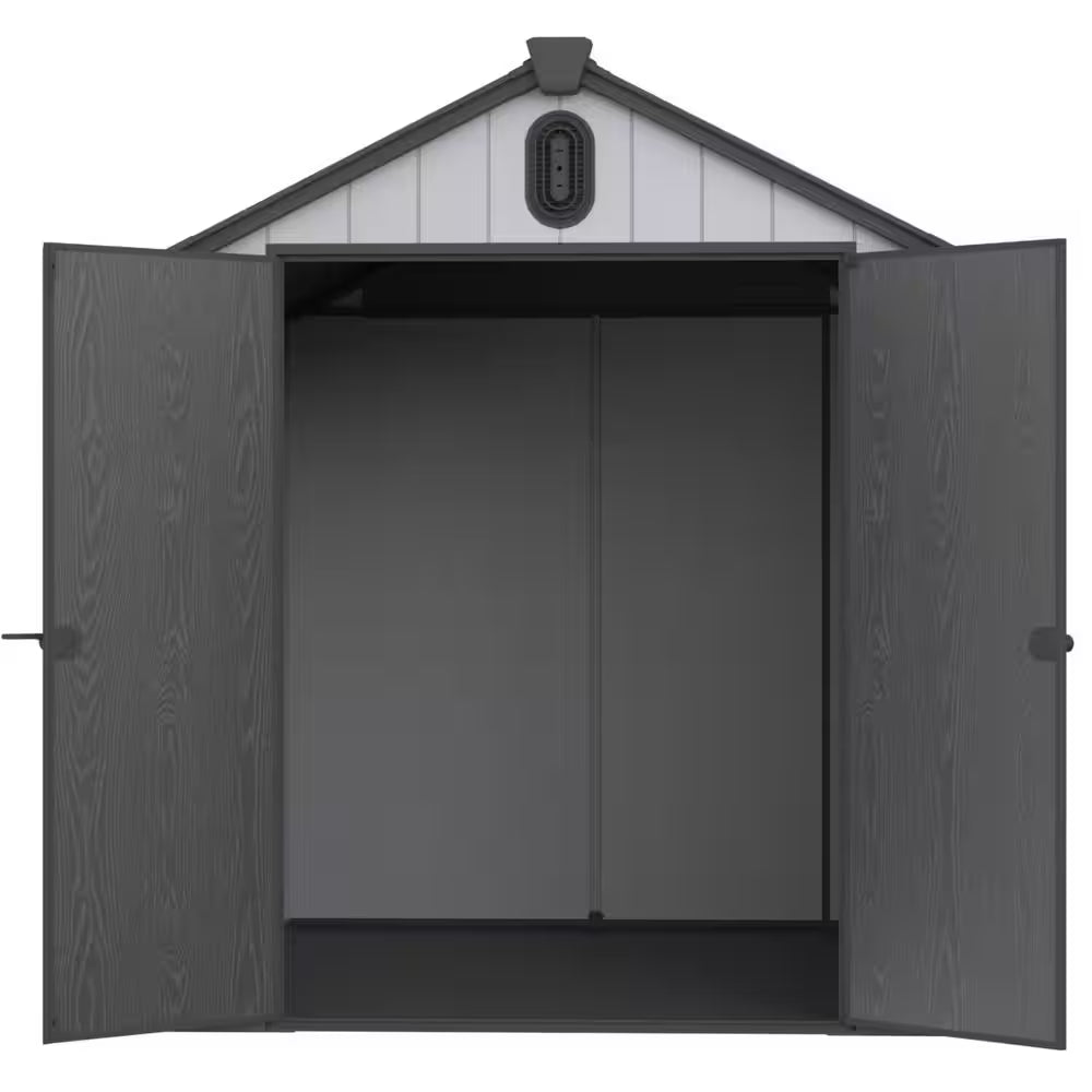 6 Ft. W X 8 Ft. D Outdoor Plastic Storage Shed with Double-Door, Plastic Floor for Backyard Garden (48 Sq. Ft.)
