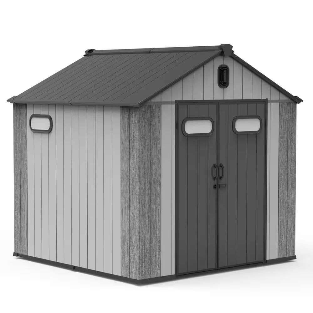 6 Ft. W X 8 Ft. D Resin Shed With-Lockable Door, Windows &-Vents, Outdoor Tools Storage Shed