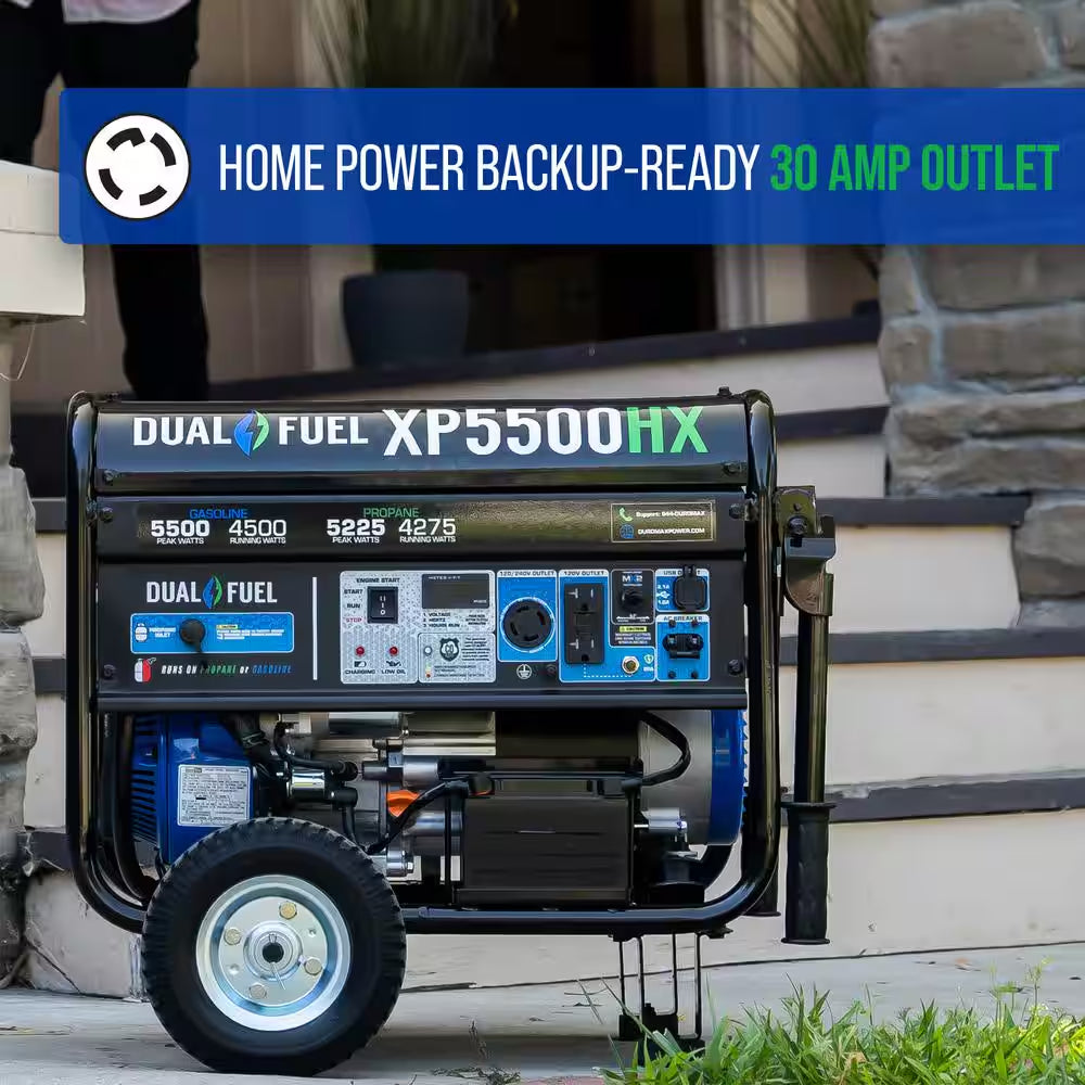 5500/4500-Watt Dual Fuel Electric Start Gasoline/Propane Portable Generator with CO Alert Shutdown Sensor