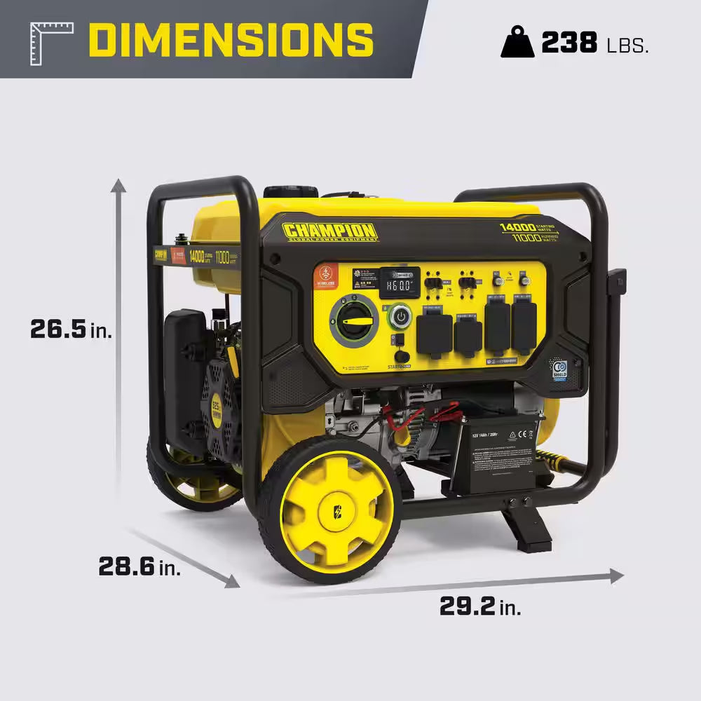 14,000/11,000-Watt Remote Start Tri Fuel Portable Generator W/ Free 3-Year Warranty for Home Backup and Storm Prep