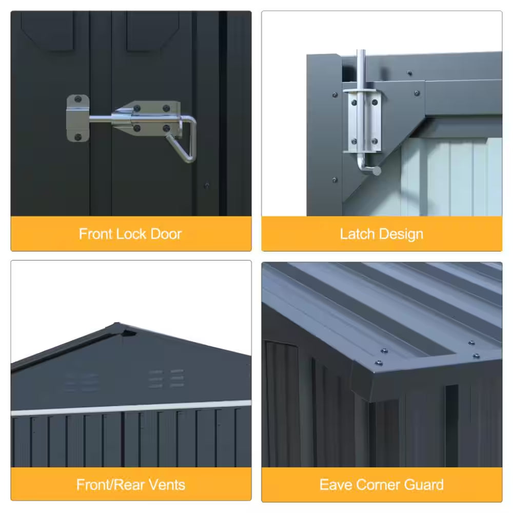 20X13 FT. Black Metal Outdoor Storage Shed Utility Tool House with Window, 2 Doors and 4 Vents
