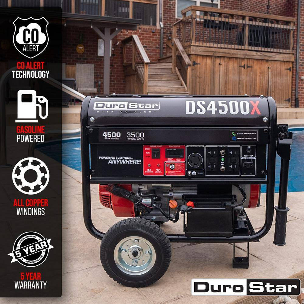4,500-Watt/3,500-Watt 210Cc Electric Start Gas Portable Generator with CO Alert