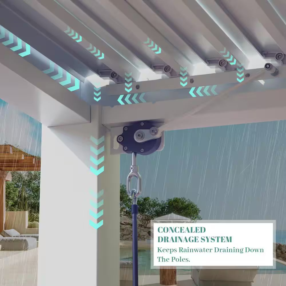 10 Ft. X 20 Ft. White Aluminum Metal Louvered Pergola