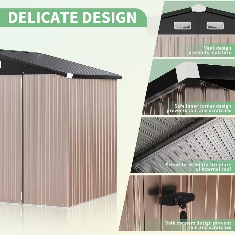 8 Ft. W X 6 Ft. D Metal Storage Shed with Vents and Lockable Door (43 Sq. Ft.)