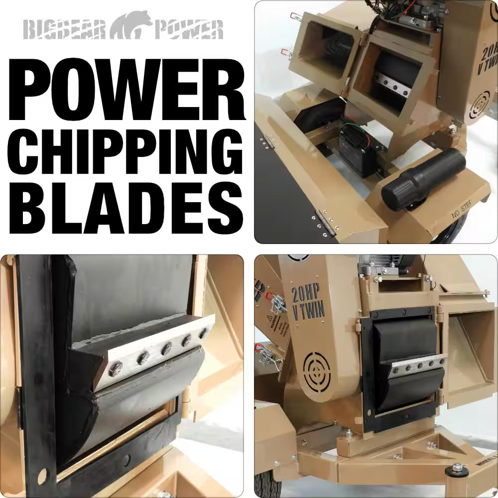 Tornadic 6 In. 20 HP V-Twin Engine, Gas Powered Commercial Chipper Shredder, Self Feeding, Electric Start