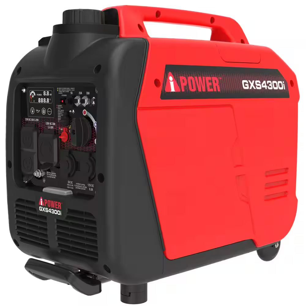 4300-Watt Recoil Start Gasoline Powered Light-Weight Inverter Generator with 149Cc OHV Engine and CO Sensor Shutdown