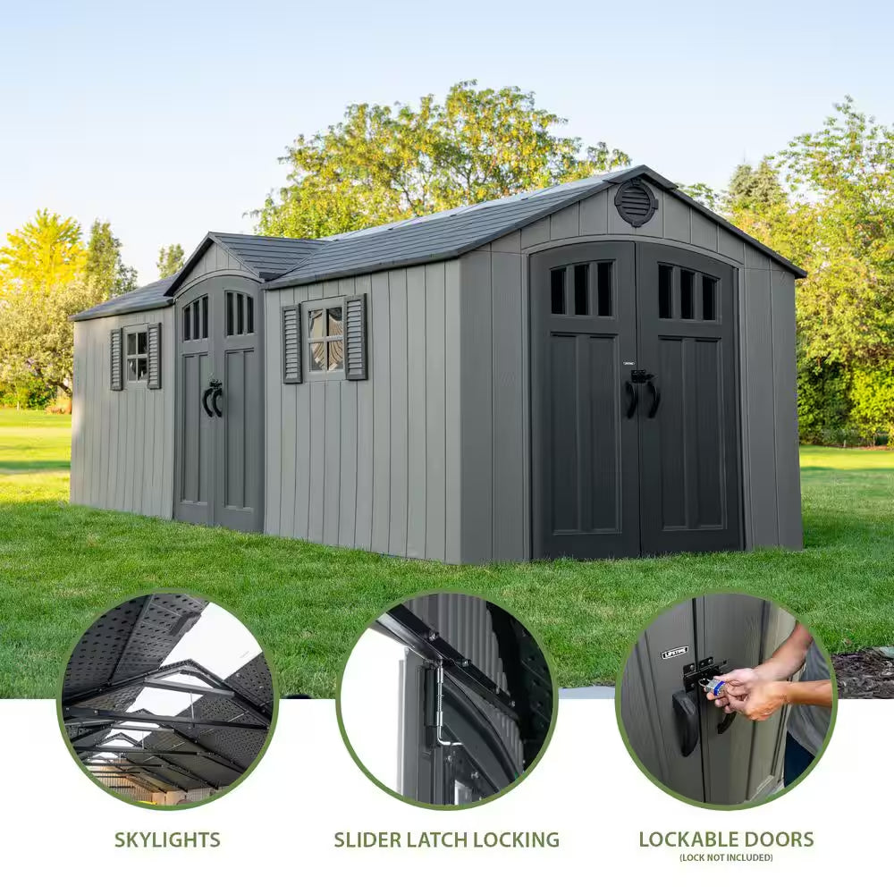 20 Ft. W X 8 Ft. D Resin Outdoor Storage Shed (155 Sq. Ft. )