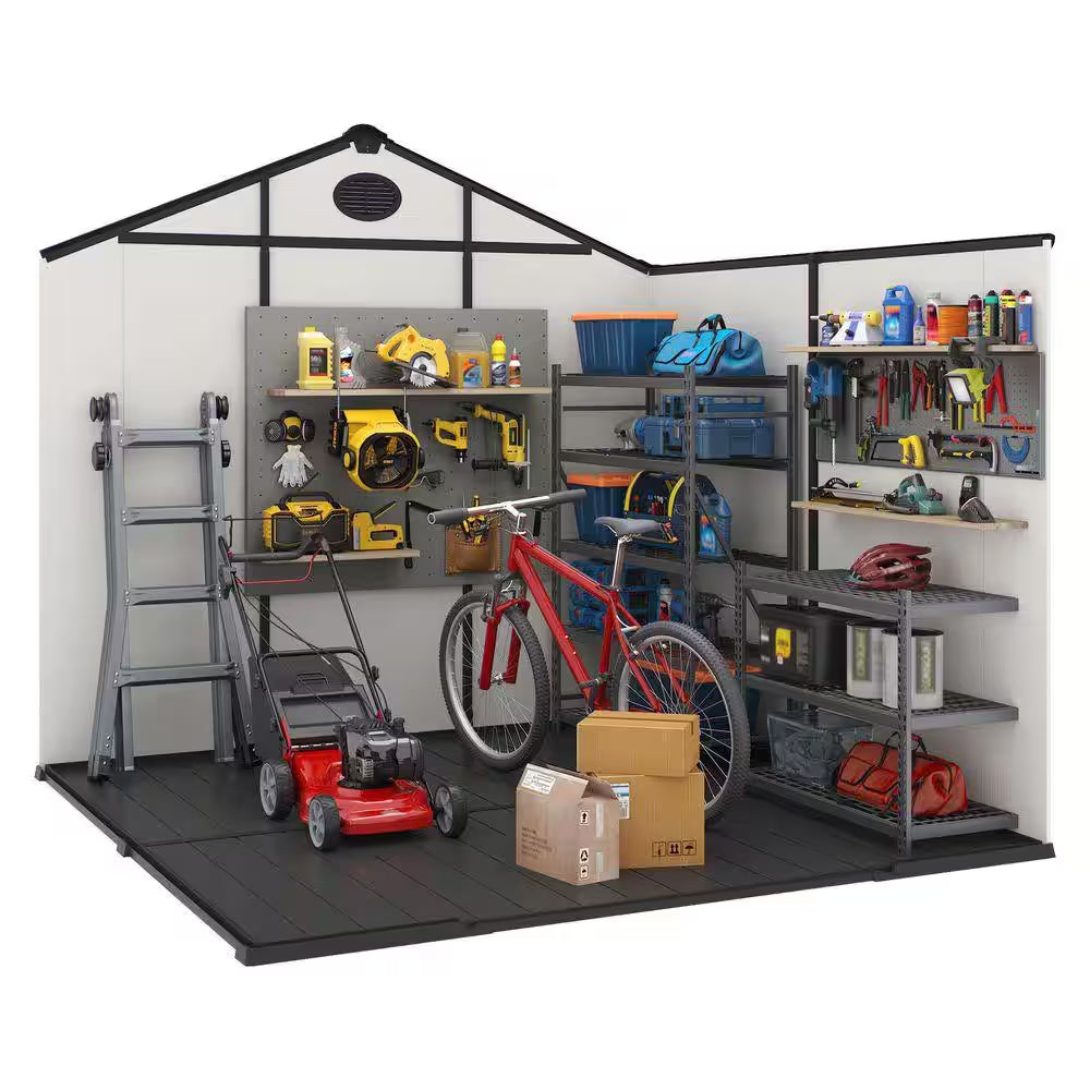 8 Ft. W X 8 Ft. D Outdoor Storage Resin Garden Shed for Backyard Outdoor (64 Sq. Ft.)