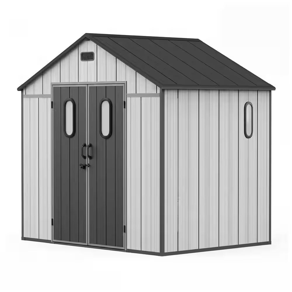 8 Ft. W X 6 Ft. D Resin Outdoor Storage Shed with Floor, Windows, Vents, and Lockable Door
