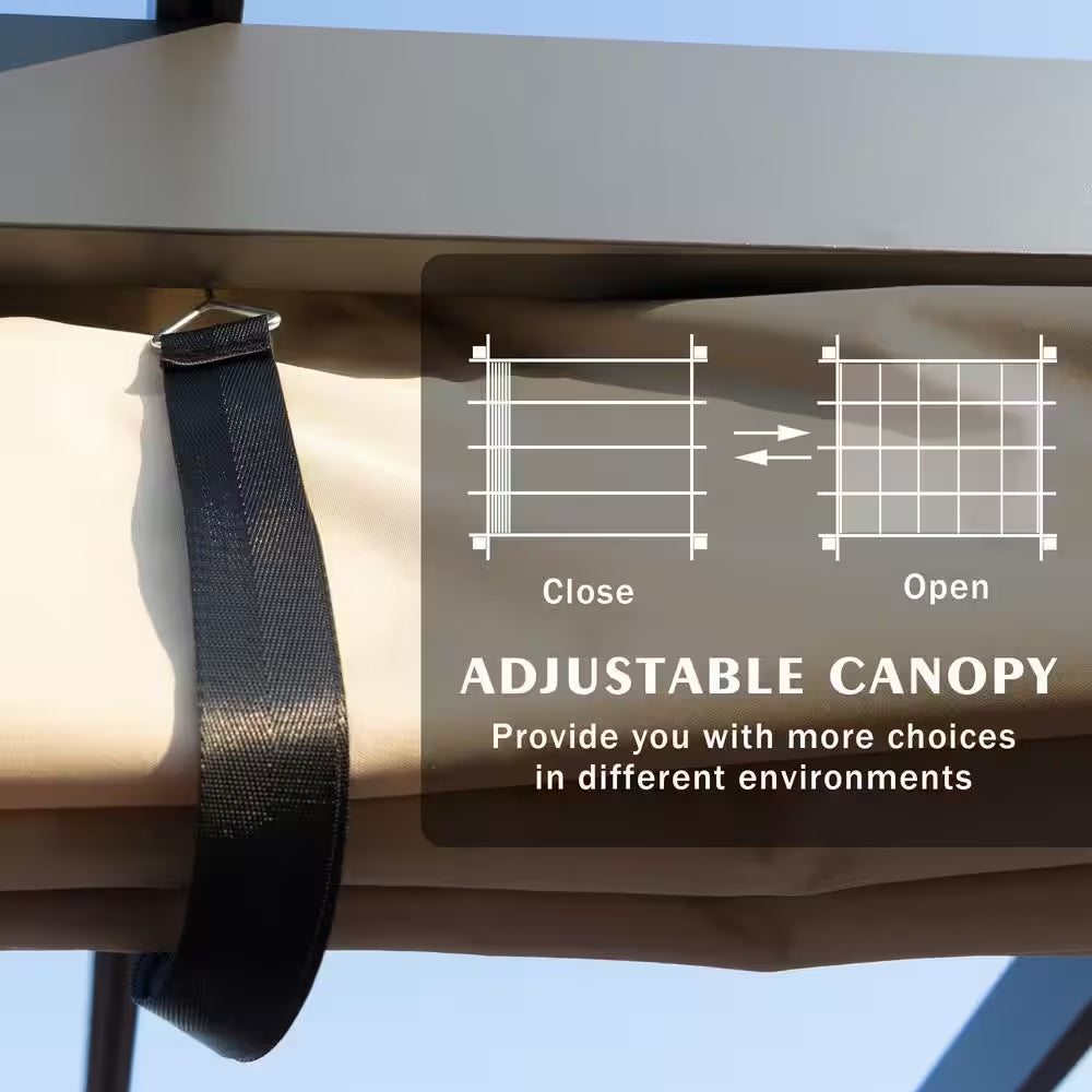 Morgan 10 Ft. X 10 Ft. Aluminum Frame Outdoor Pergola with Beige Canopy